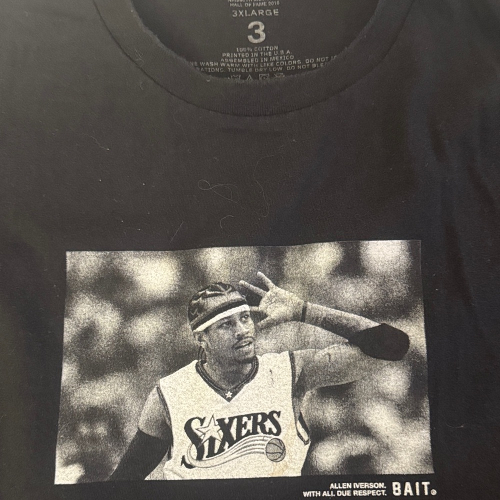BAIT Black Graphic Tee - Allen Iverson Design‎